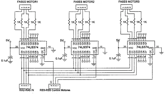 Fig. 5.3 Diseño del Circuito de Control de las fases de los Motores 