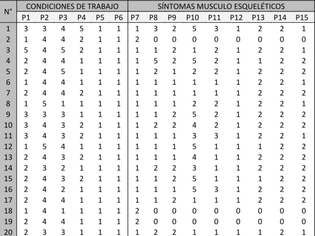 Tabla 1: Total de datos ingresado 