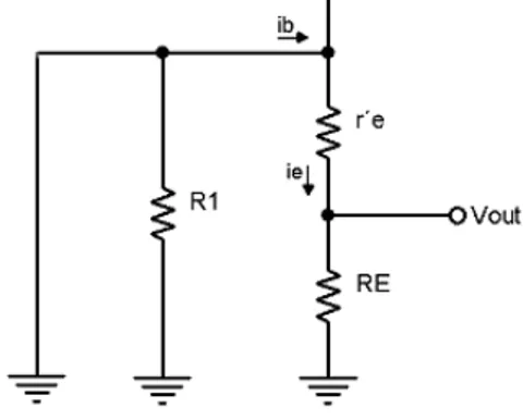 Figura 5.16: Circuito de salida de un seguidor de emisor en c.a. 