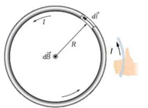 Fig. 16. Campo magnético creado un  elemento de corriente. 