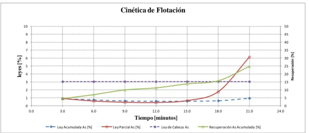 Figura 4.4: Curvas de Cinética de Flotación Inversa 