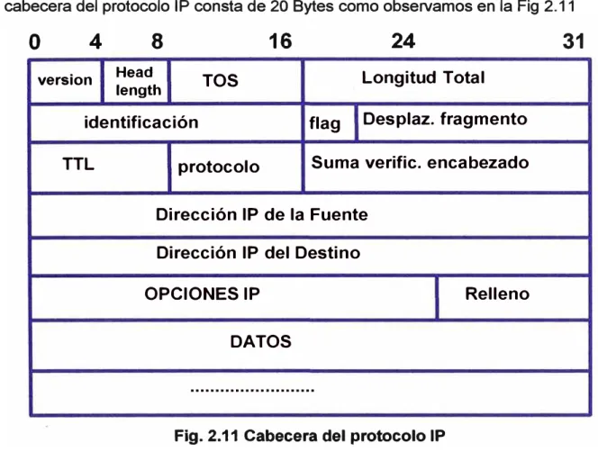 Fig. 2.11 Cabecera del protocolo IP 