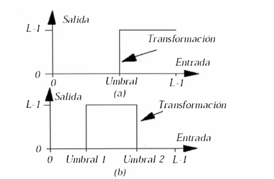 Figura 1.5 Transformaciones utilizadas para binarizar una imagen: 