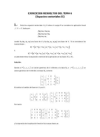 EJERCICIOS RESUELTOS DEL TEMA 6 (Espacios Vectoriales II)