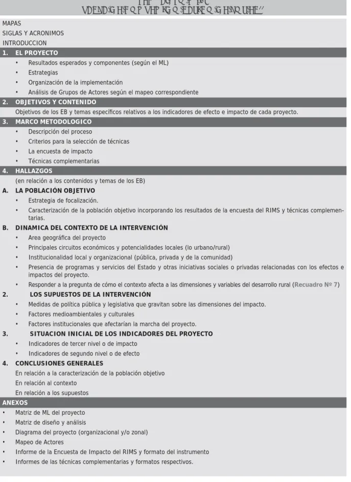 TABLA DE CONTENIDO BASICO DE LOS EB 33