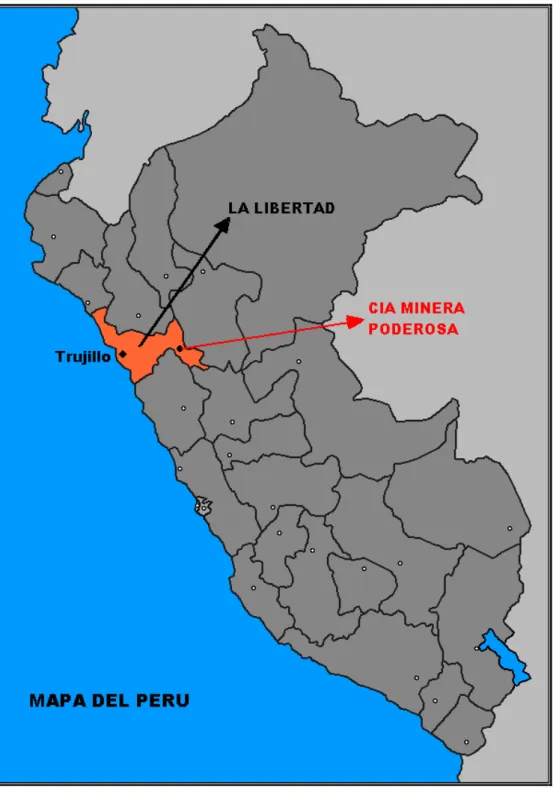 Figura Nº 1  Ubicación de la CIA. Minera Poderosa en el Perú 
