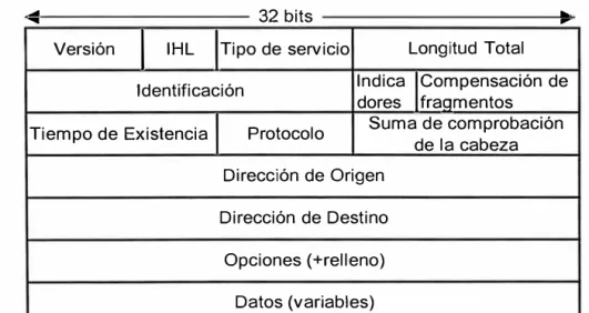 Figura  1.4.  Campos  de un paquete  IP. 