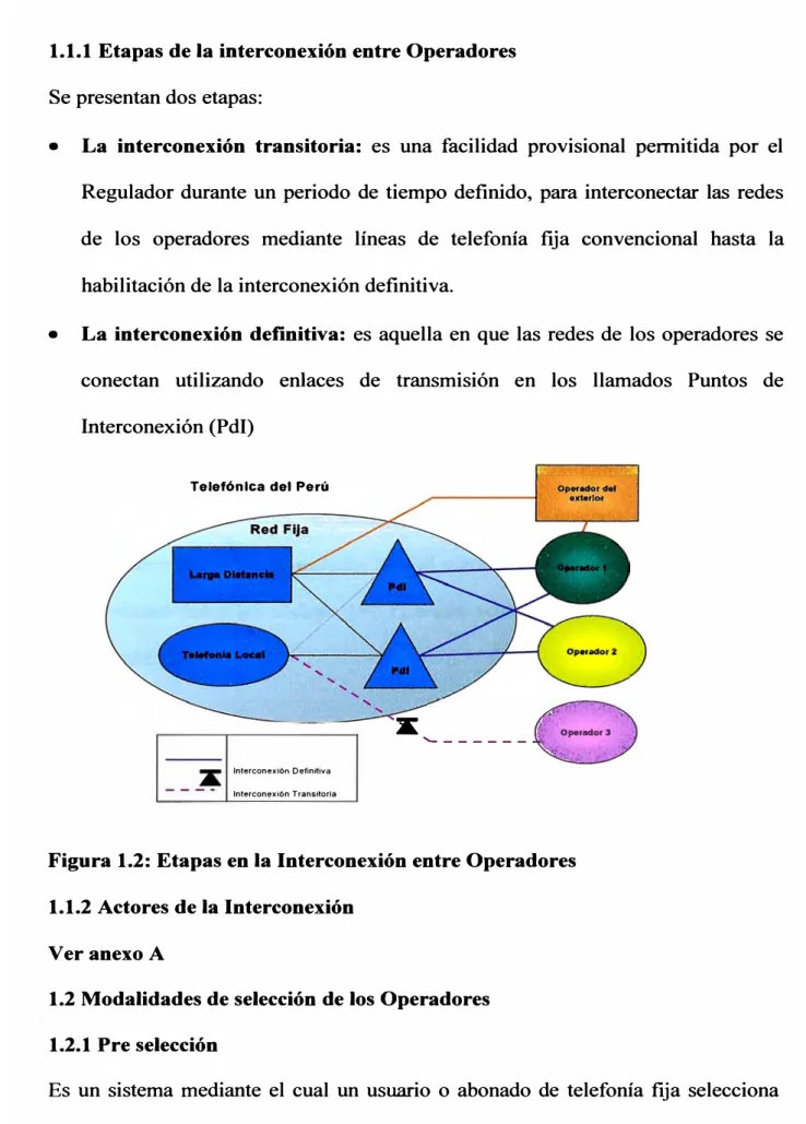 Figura 1.2: Etapas en la Interconexión entre Operadores  1.1.2 Actores de la Interconexión 