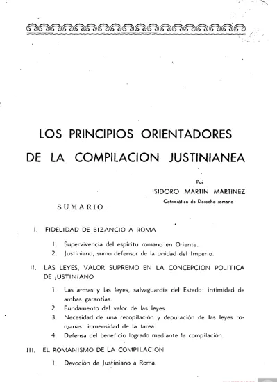 Los Principios Orientadores De La CompilaciÓn Justinianea