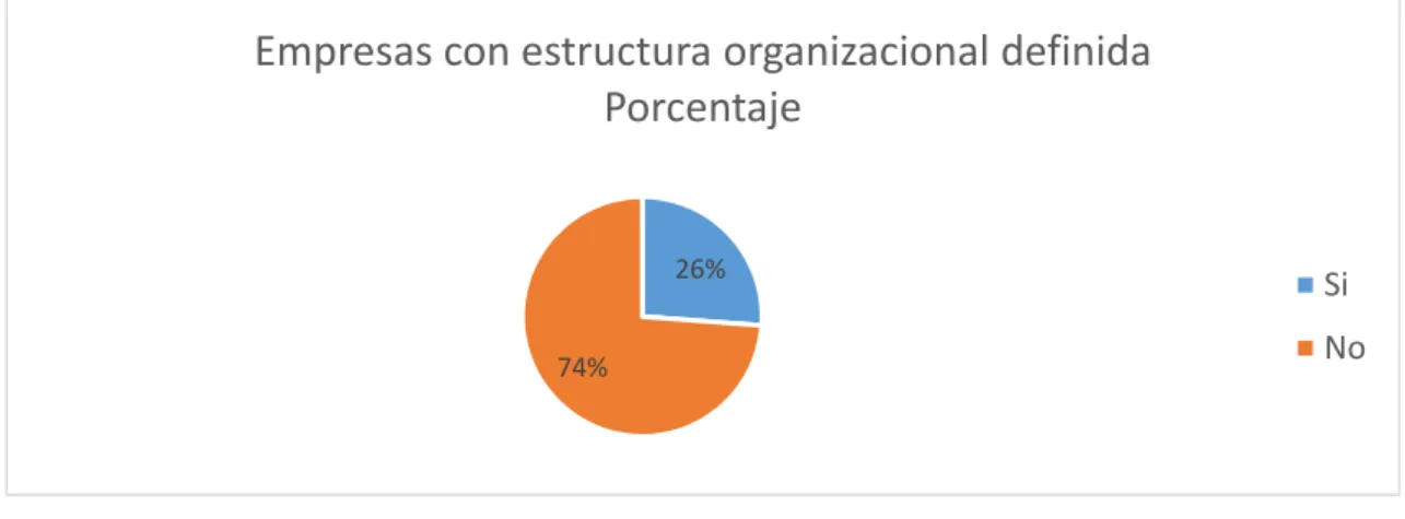 Figura 15.  Empresas con estructura organizacional definida  Fuente: Encuestas realizadas a representantes de las empresas mecánicas 