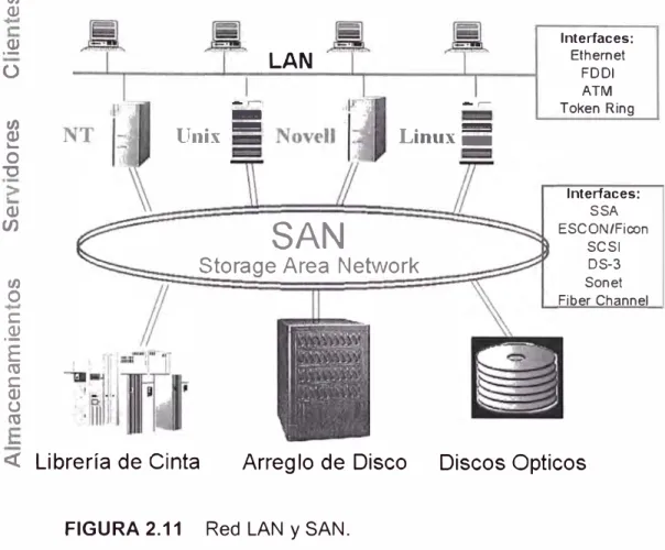 FIGURA 2.11  Red LAN y SAN. 
