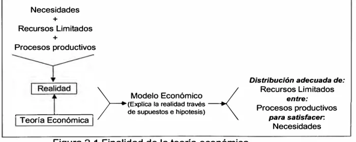 Figura 2.1  Finalidad de la teoría económica 