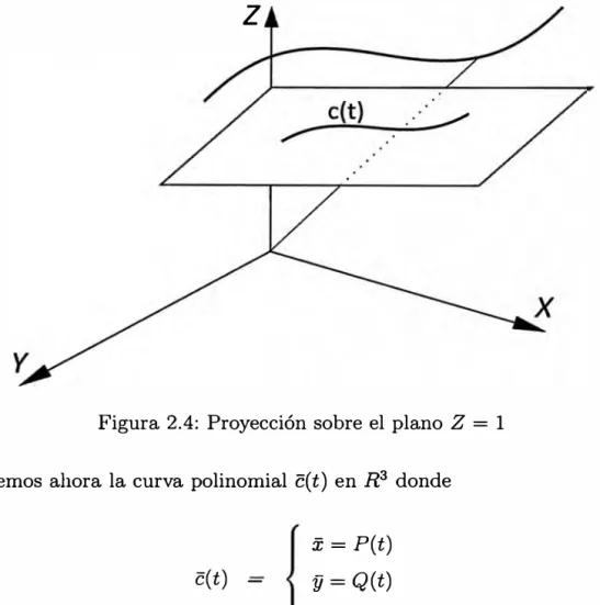 Figura  2.4:  Proyección sobre el plano  Z  =  1 