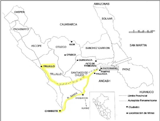 Figura II.1 Mapa de las rutas de acceso a la Mina 