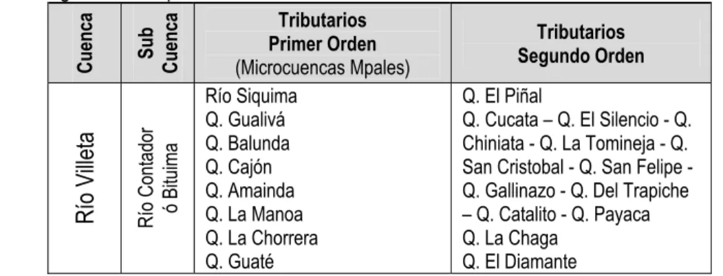 Cuadro 4: Hidrografía Municipal  