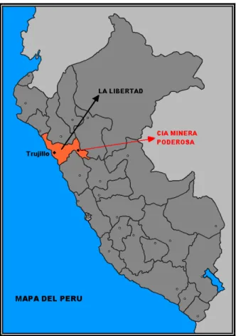 Figura 7. Ubicación de la Cía. Minera Poderosa con respecto al Perú 