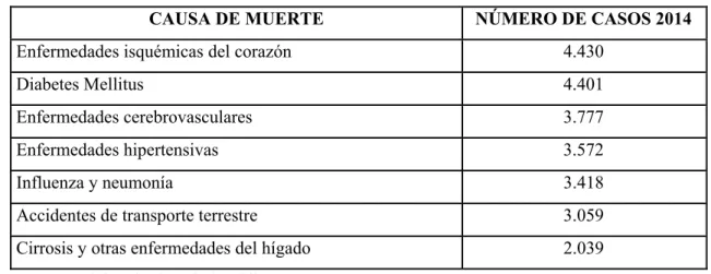 Tabla 6.  Causas de muerte 2014 