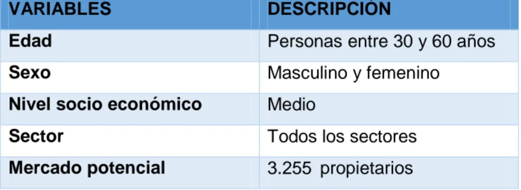 Tabla 3. Segmentación demográfica  