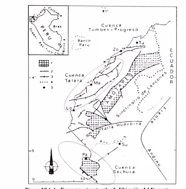 Figura N º  6-A.  Esquema estructural y de Ubicación del Noroeste  l. Macizos Paleozoicos,  2