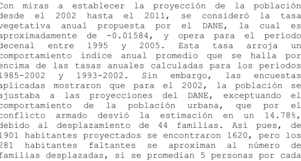 Tabla No 6.  TASAS DE CRECIMIENTO DEMOGRÁFICO DE MURILLO 1973- 1973-1985-1993-2002 