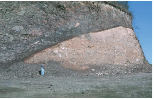 Figure 14.  Basement thrust over Quarternary gravels.  Western edge of Sierra Chica south of the map  area, Santa Rosa de Calamuchita