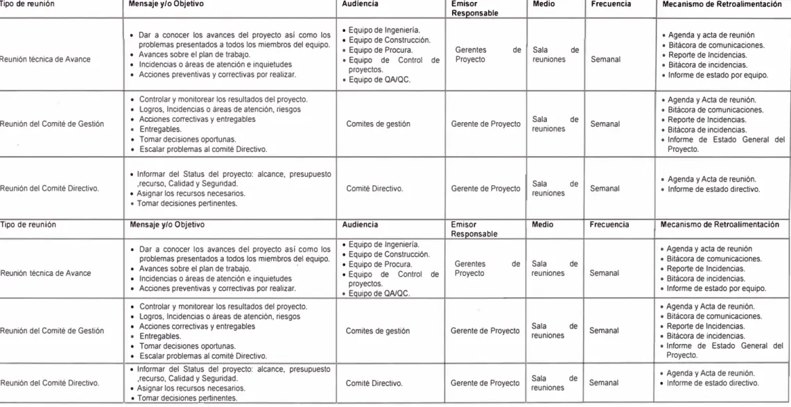 TABLA 4.3 TIPO DE REUNIONES. 
