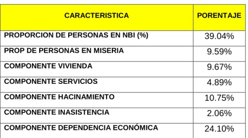 TABLA No 10:  NBI del Municipio 