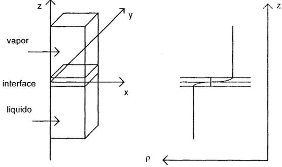Figura  2.2  Modelo  de l a   coexistencia  dcl  equilibrio dc fascs líquido-vapor  y 