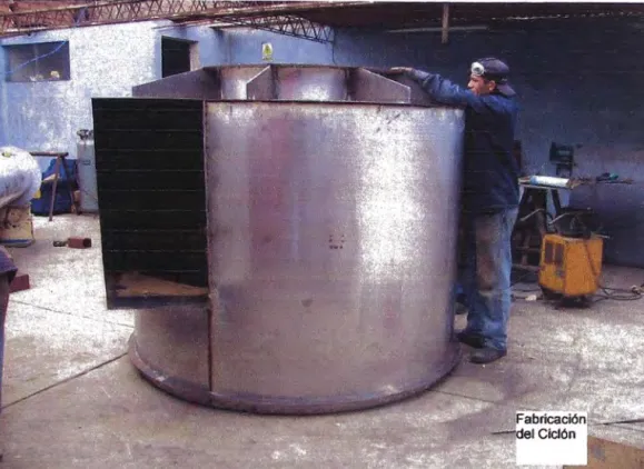 Fig. 3.6  Fabricación de la parte. superior del ciclón 