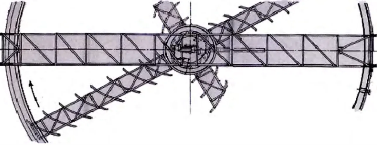 Fig. 2.8 Clarificador con 02 brazos largos y 02 cortos 