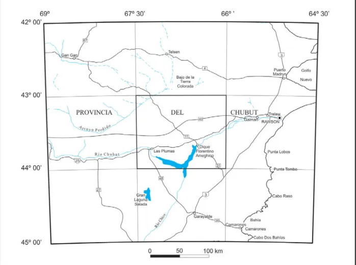 Figura 1. Mapa de ubicación de la Hoja 4366-III, Las Plumas.