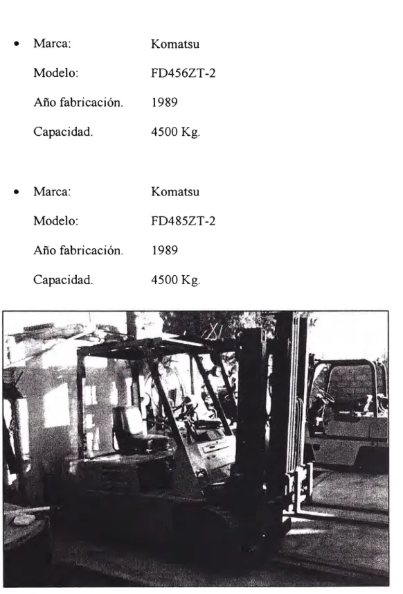 Fig. 3.1 Montacargas Komatsu de 4500 Kg. 