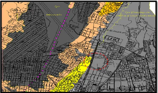 Figura No.1 Esquema geológico de la zona de estudio la zona corresponde a depósitos cuaternarios 