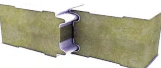 Figura 3.  Panel Sándwich con caras metálicas y núcleo en lana de roca. 