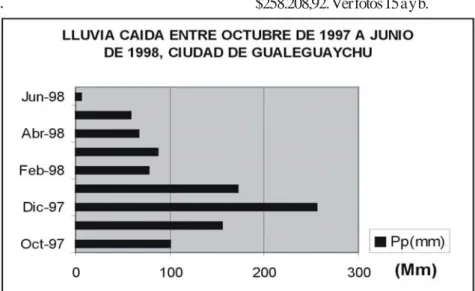 Figura 9:  Histograma para los meses de octubre de 1997 a junio de 1998 para gualeguaychú