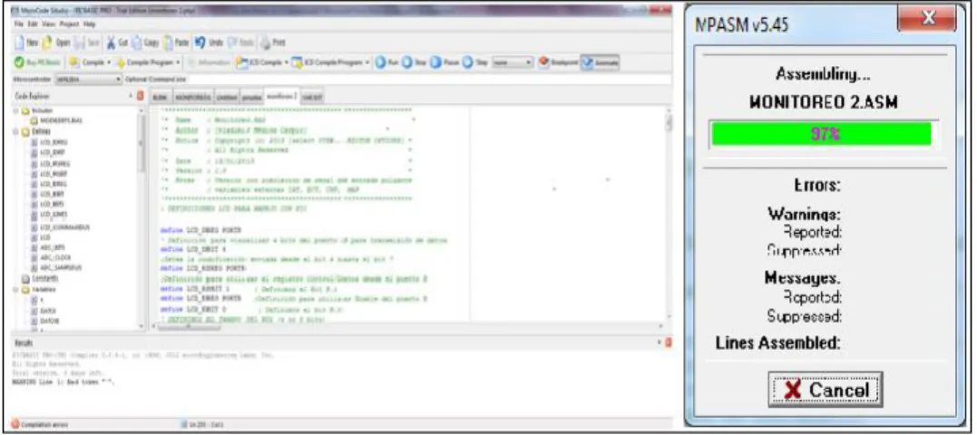Figura 3.2. Compilación de Programa para Visualización de Variables  Fuente: Wladimir Medina, Microcode