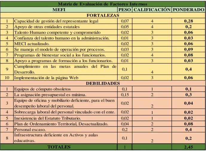 Figura 3. Matriz MEFI 