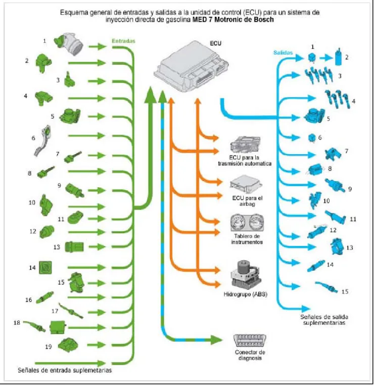 Figura 2.6 Esquema de entradas y salidas de la ECU 43
