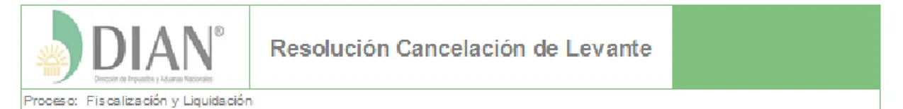 Figura 5Resolución Cancelación de Levante  Tomado: www.dian.gov.co 