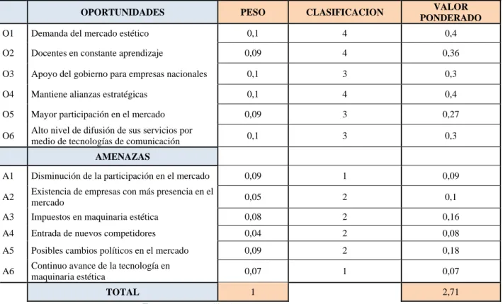 Tabla 1. Matriz EFE 