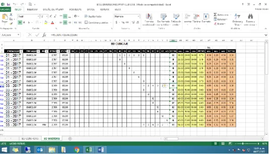 Figura 12. Base de datos cubicaje medidas.  Fuente: Archivos Grupo Kidex S.A.S 