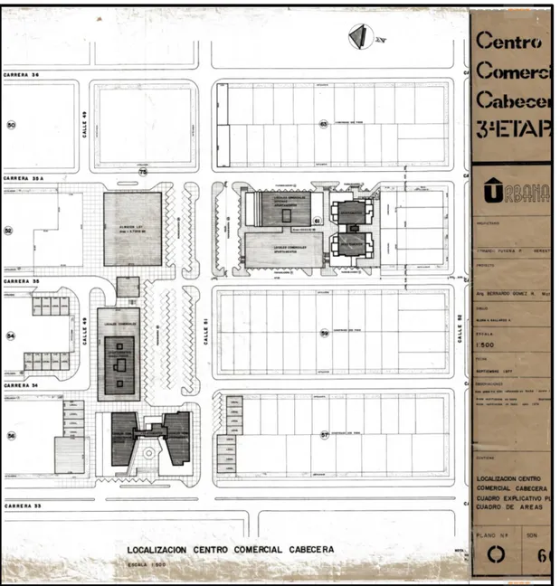 Figura 30. Plano de localización Centros comerciales Cabecera.  Fuente: Archivo personal Néstor José Rueda Gómez 