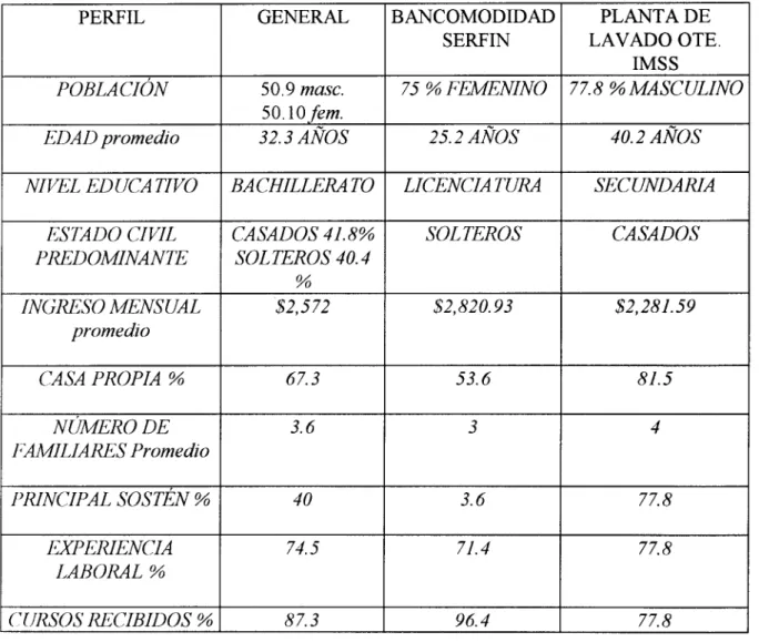 Cuadro  6.-  PERFIL GENERAL DE  LA  MUESTRA 