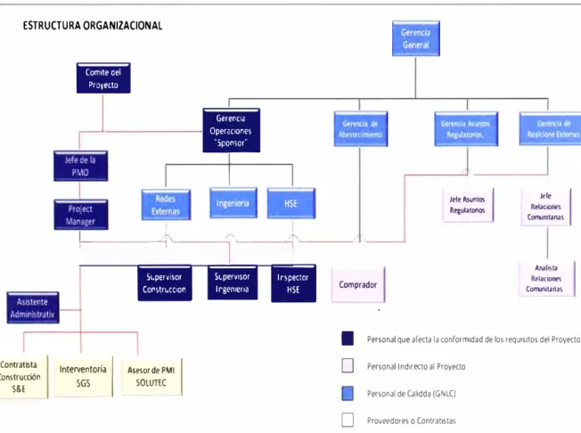 Figura 4.  Estructura interna de la organización del proyecto. 