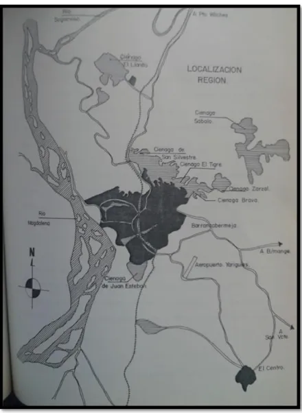 Figura 3. Localización Regional. Tomado de “Estudio de factibilidad de Barrancabermeja”, por Oviedo Elver,  (2011)