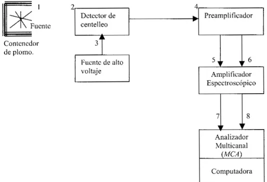 Fig.  6.3.  Sistema  de  detección  de  la  radiación  gamma  con  Analizador  Multicanal