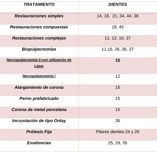 Tabla 6: Plan de tratamiento 
