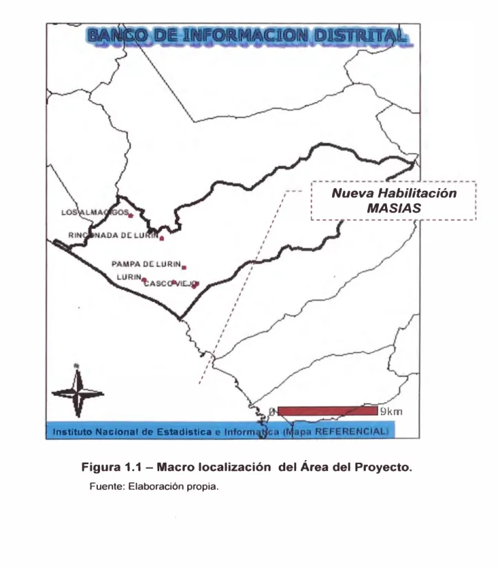 Figura 1.1 - Macro localización  del Área del Proyecto. 