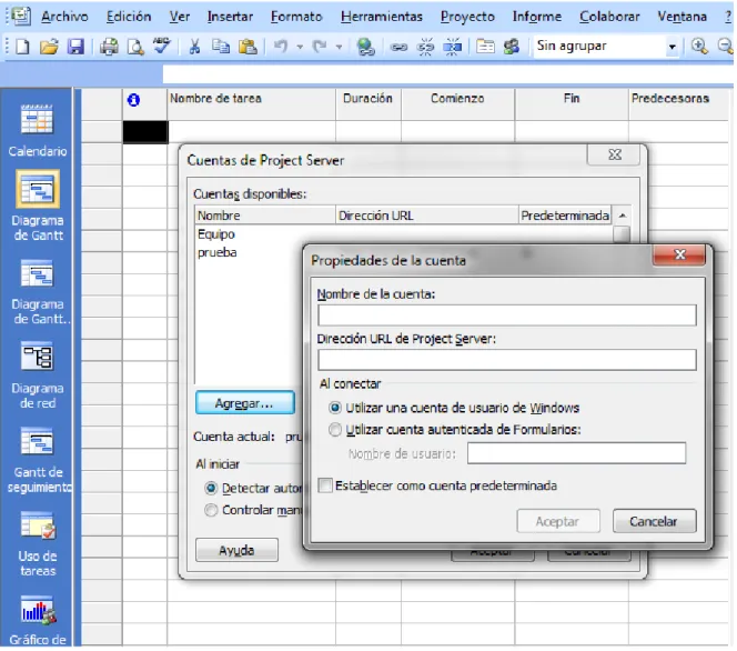 Figura 6: Conectar Project Professional con el Servidor.