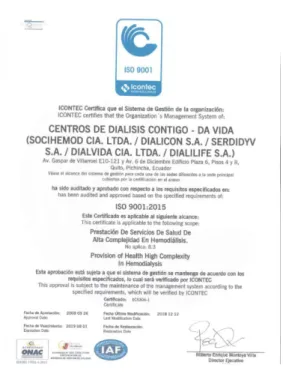 Figura 4. Documento que acredita la certificación ISO 9001-2015. 